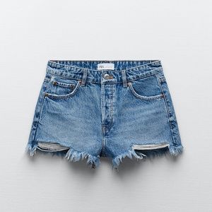 NWT Zara Frayed Mid-Ride Shorts SIZE 38